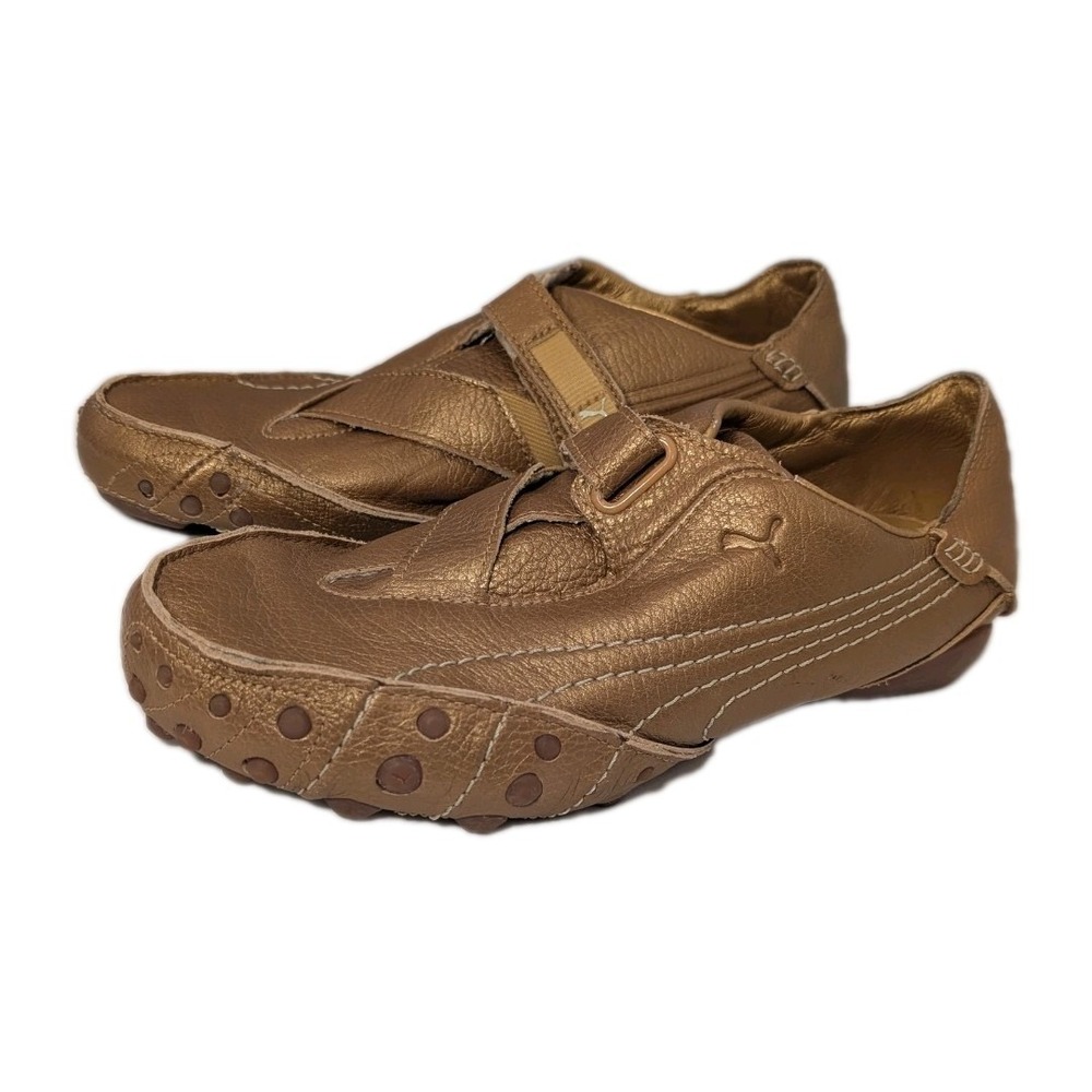 Vintage‎ Puma Amoko 2 Womens 9.5 Brown Croc Embossed Leather Driving Loafers